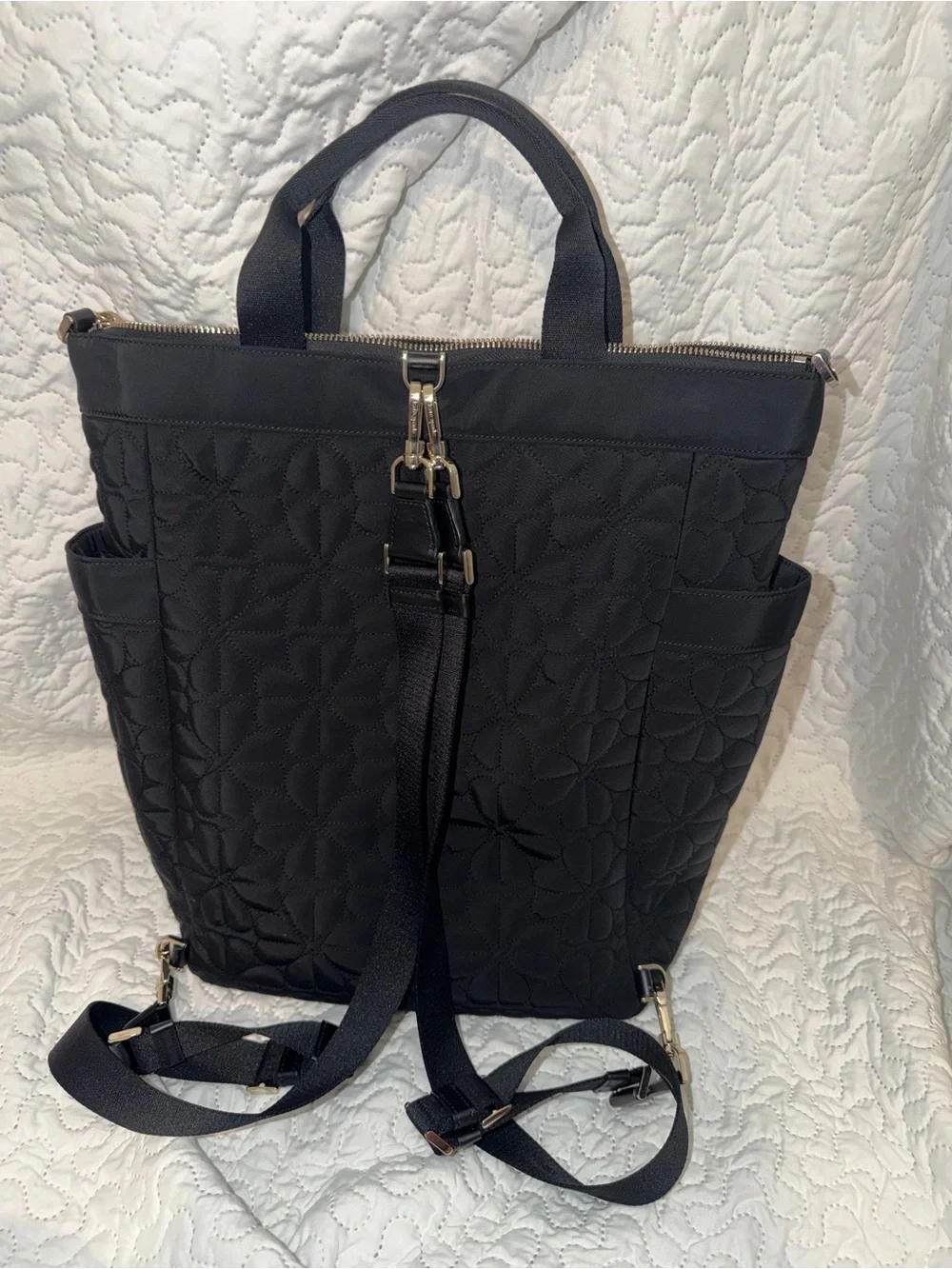 Kate Spade Flower Quilted Convertible Tote-Backpack with Gold Hardware - Picture 5 of 9